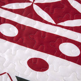 Vintage Christmas Print Queen Bedspread Set - Top-Down View
