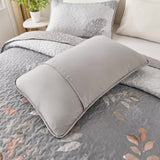 Brown Verdant Quilted Ensemble with Flower Motifs bedspread  and Pillowcases - 45-Degree Angle