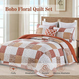 Queen Size Checkered Bedspread Set Vibrant Retro Pattern - Front View
