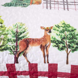 Festive Christmas Red & Green Queen Bedspread Set - Top-Down View