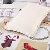 Festive Christmas Red & Green Queen Bedspread Set - Close-Up Angle