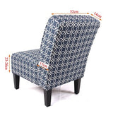 Cafe Lounge Couch Ramie Cotton Fabric Accent Dining Relax Chair Pub Seating Navy New - Side View