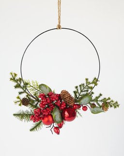 Modern Berry Ball Half Wreath 35cm