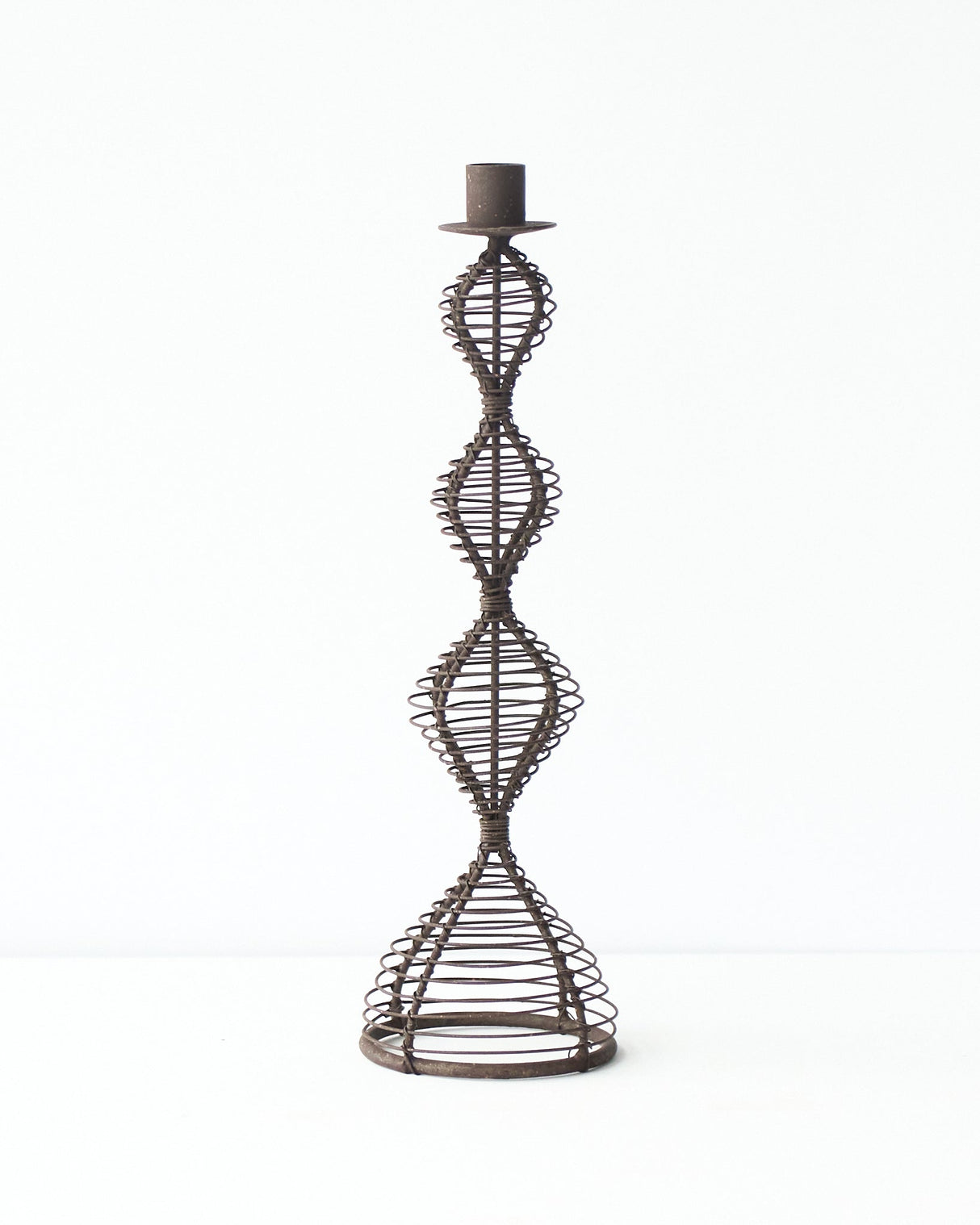 casa-verde-wire-candlestick-dakar-antique-rust-30cm
