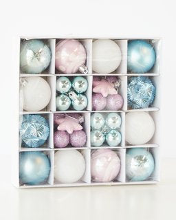 Assorted Blue and Pink Ornaments Set - 42 Pieces