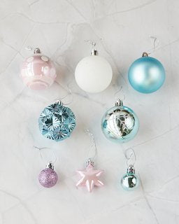 Assorted Blue and Pink Ornaments Set - 42 Pieces