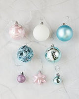 Assorted Blue and Pink Ornaments Set - 42 Pieces - Front View