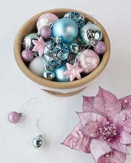 Assorted Blue and Pink Ornaments Set - 42 Pieces