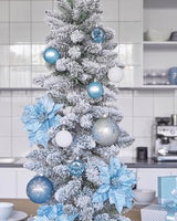 Assorted Blue and Pink Ornaments Set - 42 Pieces - Top-Down View