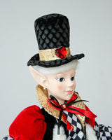 LUXURY CHRISTMAS CAROLLER ELF BLACK/RED 65CM - Front View
