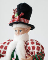 LUXURY CHRISTMAS CAROLLER ELF GREEN/RED 65CM - Front View