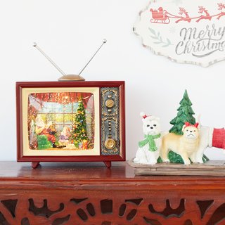Magical Christmas TV Music Box with Snowfall and Melodies