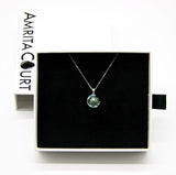 Gift Box - Aroma Necklace White Gold - Planet Celestial Aqua (Light Blue) + Purify Oil Blend - Top-Down View