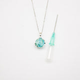 Gift Box - Aroma Necklace White Gold - Planet Celestial Aqua (Light Blue) + Purify Oil Blend