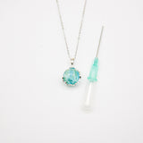 Gift Box - Aroma Necklace White Gold - Planet Celestial Aqua (Light Blue) + Purify Oil Blend - 45-Degree Angle