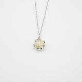 Gift Box - Aroma Necklace White Gold - Planet Stardust Crystal (Gold Clear) + Purify Oil Blend - Front View