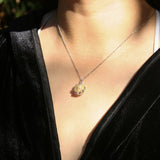 Gift Box - Aroma Necklace White Gold - Planet Stardust Crystal (Gold Clear) + Purify Oil Blend - Side View