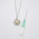Gift Box - Aroma Necklace White Gold - Planet Stardust Crystal (Gold Clear) + Purify Oil Blend - 45-Degree Angle