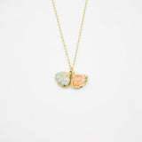 Gift Box - Aroma Necklace 925 Silver, Gold coated - Green Shell Paradise Peach (Pink) + Purify Oil Blend