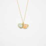 Gift Box - Aroma Necklace 925 Silver, Gold coated - Green Shell Paradise Peach (Pink) + Purify Oil Blend - Front View