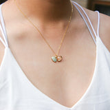 Gift Box - Aroma Necklace 925 Silver, Gold coated - Green Shell Paradise Peach (Pink) + Purify Oil Blend - Side View