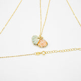 Gift Box - Aroma Necklace 925 Silver, Gold coated - Green Shell Paradise Peach (Pink) + Purify Oil Blend - Rear View