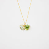 Gift Box - Aroma Necklace 925 Silver, Gold coated - Green Shell Electric Lime (Light Green) + Purify Oil Blend - Front View