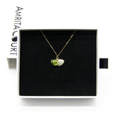 Gift Box - Aroma Necklace 925 Silver, Gold coated - Green Shell Electric Lime (Light Green) + Purify Oil Blend - Top-Down View