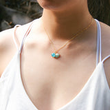 Gift Box - Aroma Necklace 925 Silver, Gold coated - Green Shell Ocean Breeze (Light blue) + Purify Oil Blend - Side View
