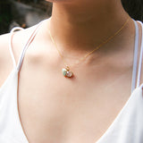 Gift Box - Aroma Necklace 925 Silver, Gold coated - Green Shell Dreamy Lavender (Light Purple) + Purify Oil Blend - Side View