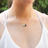 Gift Box - Aroma Necklace 925 Silver, Gold coated - Green Shell Ocean Depth (Dark Blue) + Purify Oil Blend - Side View