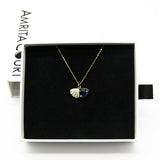 Gift Box - Aroma Necklace 925 Silver, Gold coated - Green Shell Ocean Depth (Dark Blue) + Purify Oil Blend
