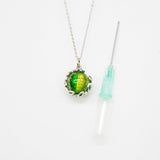 Gift Box - Aroma Necklace White Gold - Planet Aurum Verdant (Gold Green) + Purify Oil Blend - 45-Degree Angle