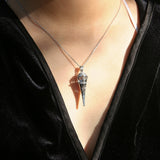 Gift Box - Cone White Gold Aroma Necklace + Purify Oil Blend - Side View