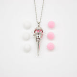 Gift Box - Cone White Gold Aroma Necklace + Purify Oil Blend - Top-Down View