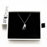 Gift Box - Dog White Gold Aroma Necklace + Purify Oil Blend - 45-Degree Angle