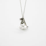 Gift Box - Dog White Gold Aroma Necklace + Purify Oil Blend - Close-Up Angle