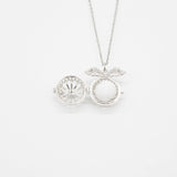Gift Box - Angel Ball White Gold Aroma Necklace + Purify Oil Blend - Top-Down View
