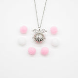 Gift Box - Angel Ball White Gold Aroma Necklace + Purify Oil Blend - 45-Degree Angle