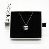Gift Box - Angel Ball White Gold Aroma Necklace + Purify Oil Blend - Close-Up Angle