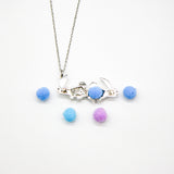 Gift Box - Rabbit White Gold Aroma Necklace + Purify Oil Blend - Close-Up Angle
