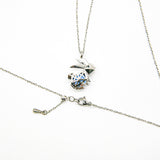 Gift Box - Rabbit White Gold Aroma Necklace + Purify Oil Blend - Low Angle