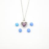 Gift Box - Heart Lock White Gold Aroma Necklace + Purify Oil Blend - Close-Up Angle