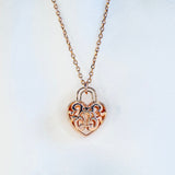 Gift Box - Heart Lock Rose Gold Aroma Necklace + Purify Oil Blend - Front View