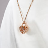 Gift Box - Heart Lock Rose Gold Aroma Necklace + Purify Oil Blend - 45-Degree Angle