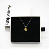 Gift Box - Aroma Necklace White Gold - Planet Jovian Gold (Golden Yellow) + Purify Oil Blend - Top-Down View