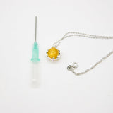 Gift Box - Aroma Necklace White Gold - Planet Jovian Gold (Golden Yellow) + Purify Oil Blend - 45-Degree Angle