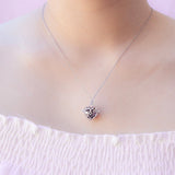 Gift Box - Love Heart White Gold Aroma Necklace + Purify Oil Blend - Side View