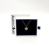 Gift Box - Love Heart White Gold Aroma Necklace + Purify Oil Blend - Top-Down View