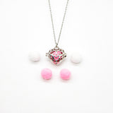 Gift Box - Love Heart White Gold Aroma Necklace + Purify Oil Blend